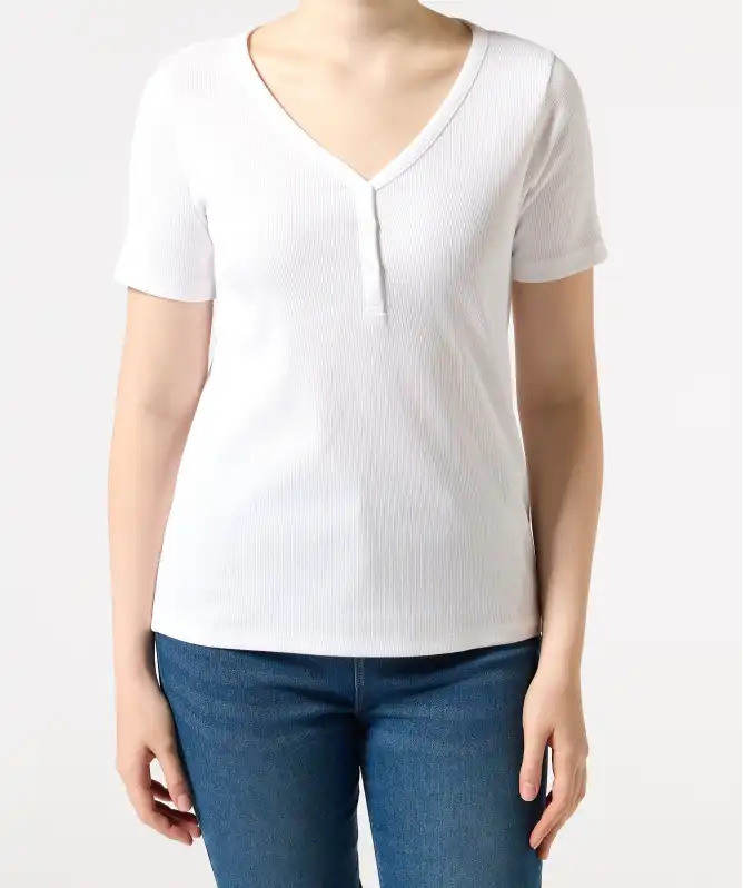 T-shirt met knoopsluiting