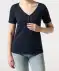T-shirt met knoopsluiting donkerblauw