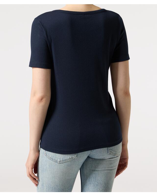 T-shirt à boutons femme, bleu marine (KiK T-Shirt mit Knopfleiste (dunkelblau)) — KiK, produit allemand authentique au Maroc