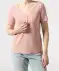 T-shirt met knoopsluiting roze gemeleerd