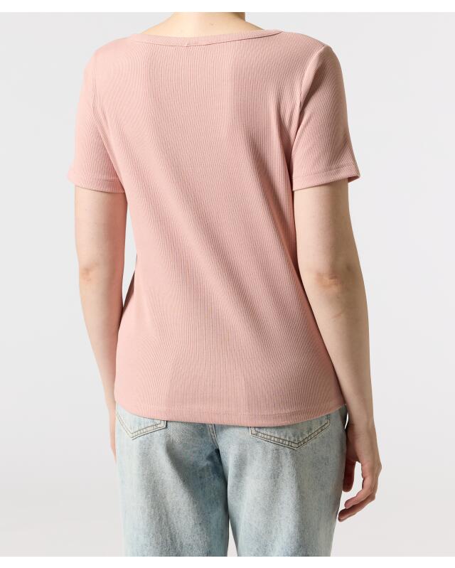 T-shirt à boutons femme, rose chiné (KiK T-Shirt mit Knopfleiste (rosa melange)) — KiK, produit allemand authentique au Maroc