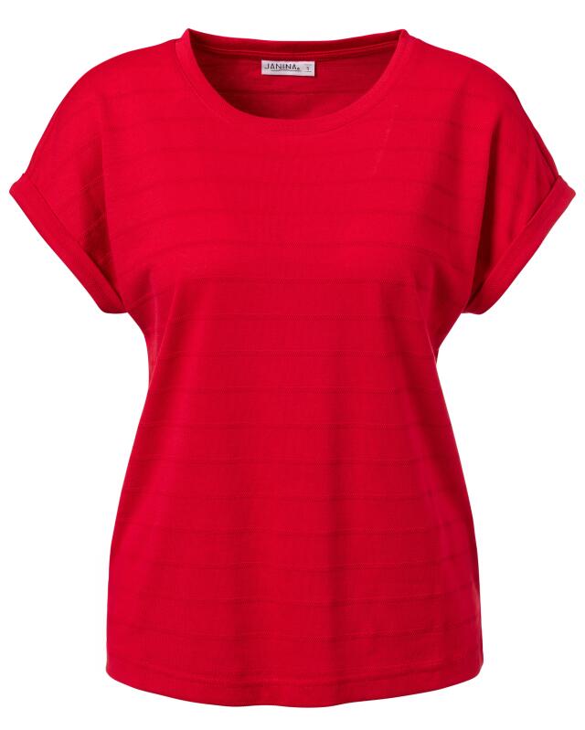 تيشيرت بنسيج مخطط للنساء، أحمر (KiK T-Shirt mit Streifenstruktur (rot)) — KiK, منتج ألماني أصلي في المغرب
