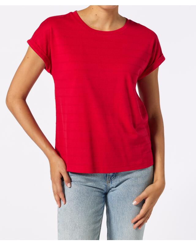 تيشيرت بنسيج مخطط للنساء، أحمر (KiK T-Shirt mit Streifenstruktur (rot)) — KiK, منتج ألماني أصلي في المغرب