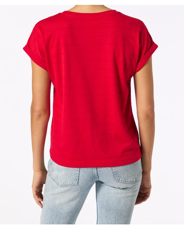 تيشيرت بنسيج مخطط للنساء، أحمر (KiK T-Shirt mit Streifenstruktur (rot)) — KiK, منتج ألماني أصلي في المغرب