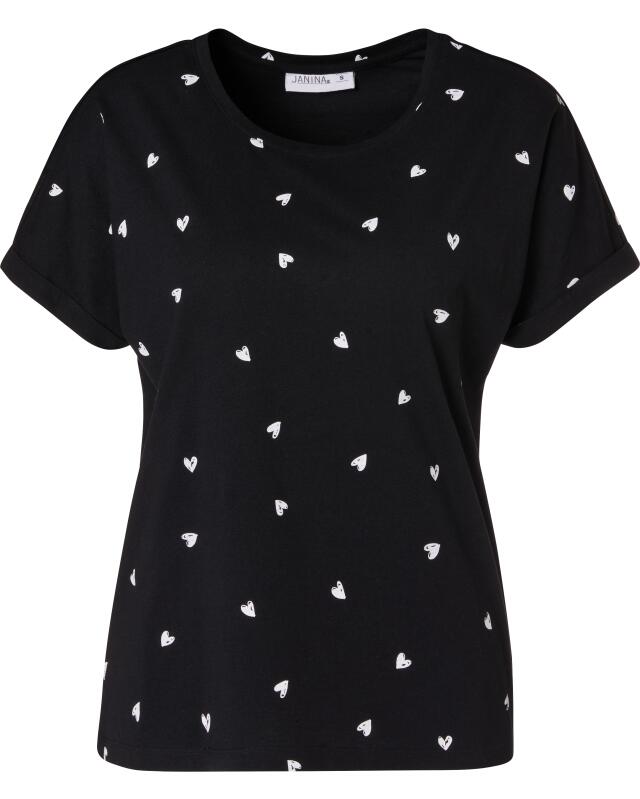 T-shirt à imprimé intégral femme, noir imprimé (KiK T-Shirt mit Allover-Print (schwarz bedruckt)) — KiK, produit allemand authentique au Maroc