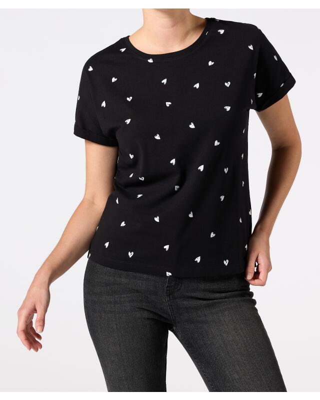 T-shirt à imprimé intégral femme, noir imprimé (KiK T-Shirt mit Allover-Print (schwarz bedruckt)) — KiK, produit allemand authentique au Maroc
