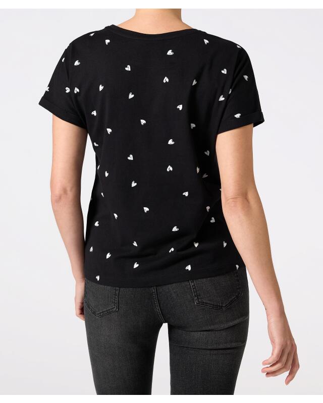 T-shirt à imprimé intégral femme, noir imprimé (KiK T-Shirt mit Allover-Print (schwarz bedruckt)) — KiK, produit allemand authentique au Maroc