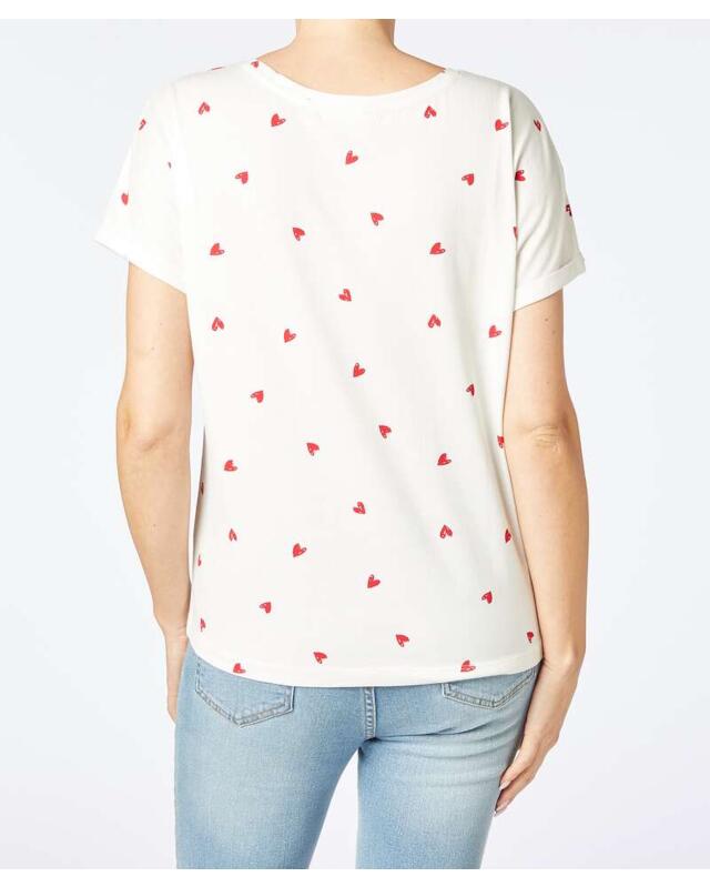 تيشيرت بطبعة شاملة للنساء، أبيض مطبوع (KiK T-Shirt mit Allover-Print (weiß bedruckt)) — KiK, منتج ألماني أصلي في المغرب