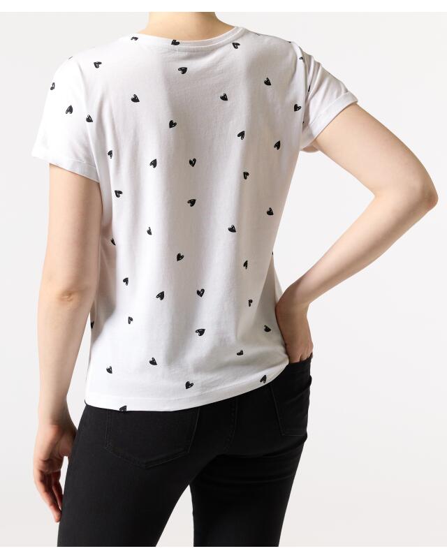 تيشيرت بطبعة شاملة للنساء، أبيض مطبوع (KiK T-Shirt mit Allover-Print (weiß bedruckt)) — KiK, منتج ألماني أصلي في المغرب