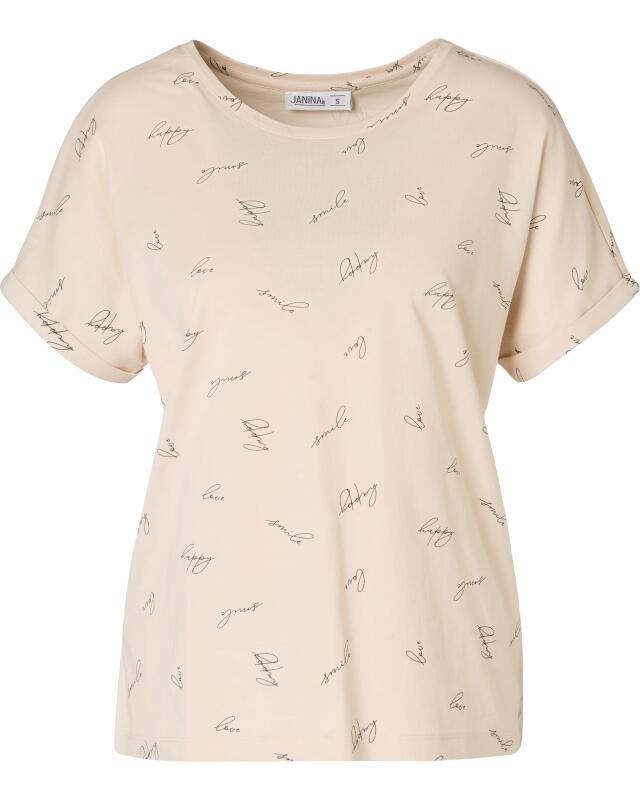 T-shirt à imprimé intégral femme, crème (KiK T-Shirt mit Allover-Print (creme)) — KiK, produit allemand authentique au Maroc