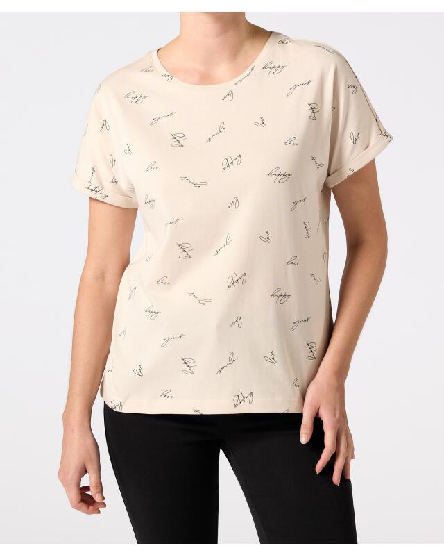 T-shirt à imprimé intégral femme, crème (KiK T-Shirt mit Allover-Print (creme)) — KiK, produit allemand authentique au Maroc