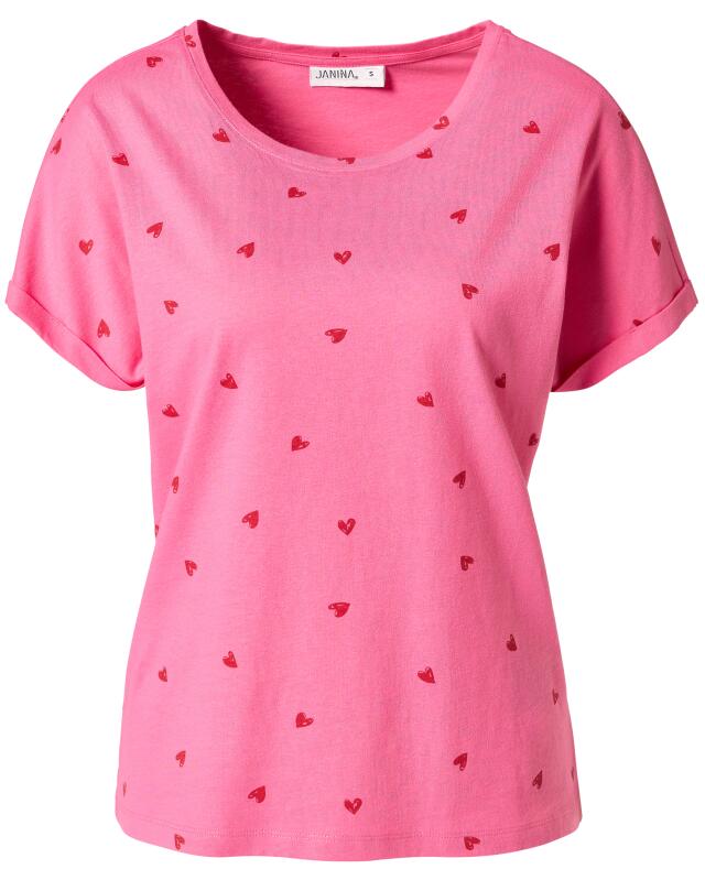 T-shirt à imprimé intégral femme, rose imprimé (KiK T-Shirt mit Allover-Print (rosa bedruckt)) — KiK, produit allemand authentique au Maroc