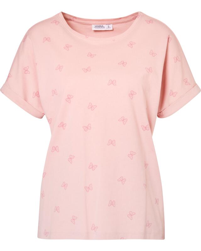 تيشيرت بطبعة شاملة للنساء، وردي غامق (KiK T-Shirt mit Allover-Print (dunkelrosa)) — KiK, منتج ألماني أصلي في المغرب