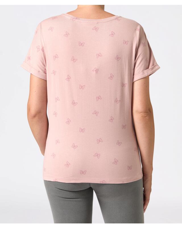 تيشيرت بطبعة شاملة للنساء، وردي غامق (KiK T-Shirt mit Allover-Print (dunkelrosa)) — KiK, منتج ألماني أصلي في المغرب