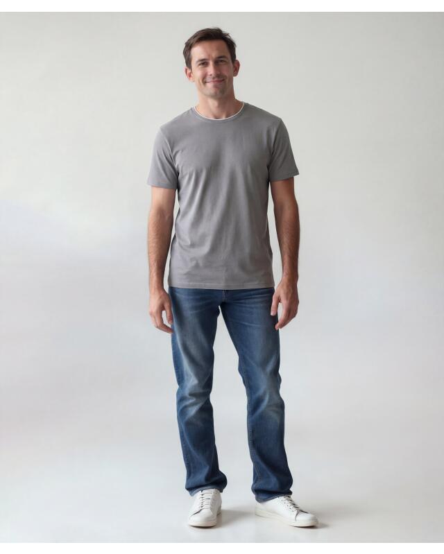 T-shirt effet double couche homme, gris (KiK T-Shirt in Doppellagenoptik (grau)) — KiK, produit allemand authentique au Maroc
