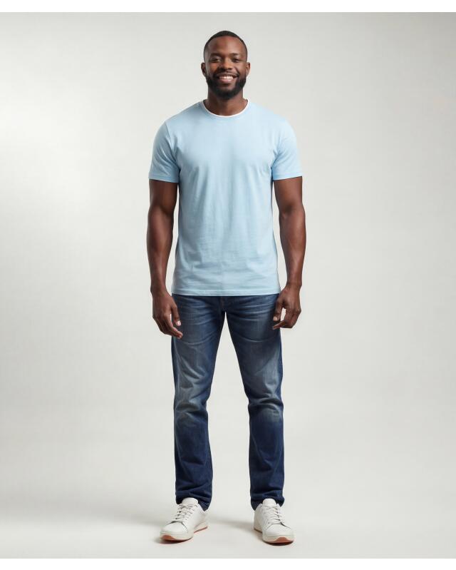 T-shirt effet double couche homme, bleu clair — KiK, produit allemand authentique au Maroc