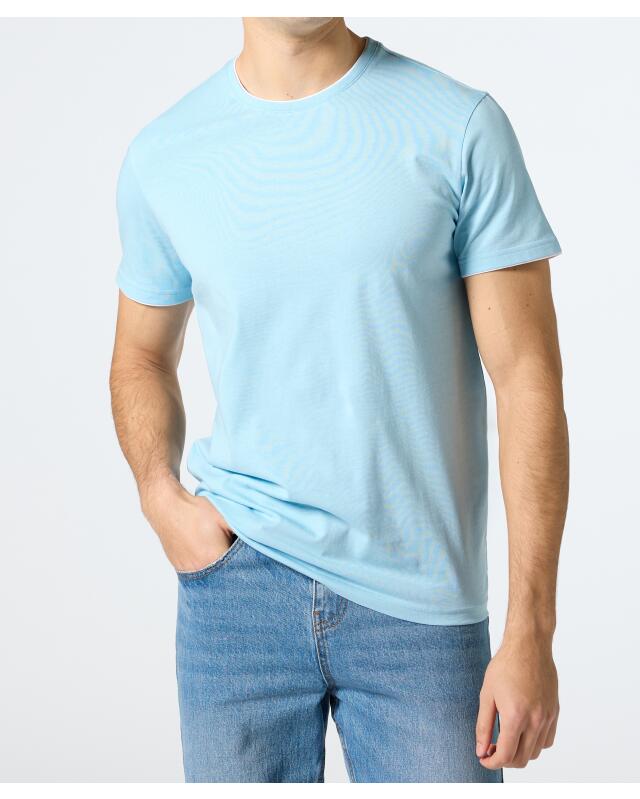 T-shirt effet double couche homme, bleu clair (KiK T-Shirt in Doppellagenoptik (hellblau)) — KiK, produit allemand authentique au Maroc