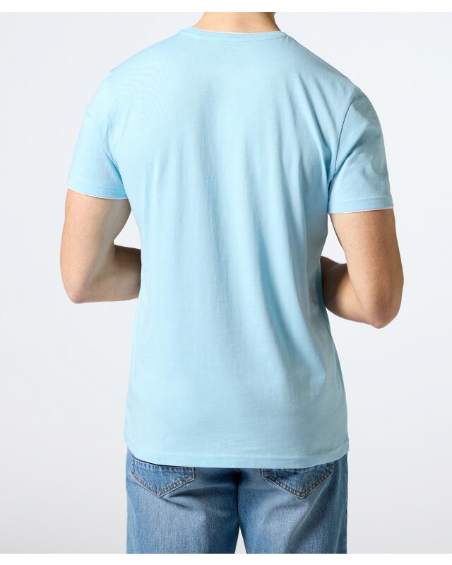 T-shirt effet double couche homme, bleu clair (KiK T-Shirt in Doppellagenoptik (hellblau)) — KiK, produit allemand authentique au Maroc