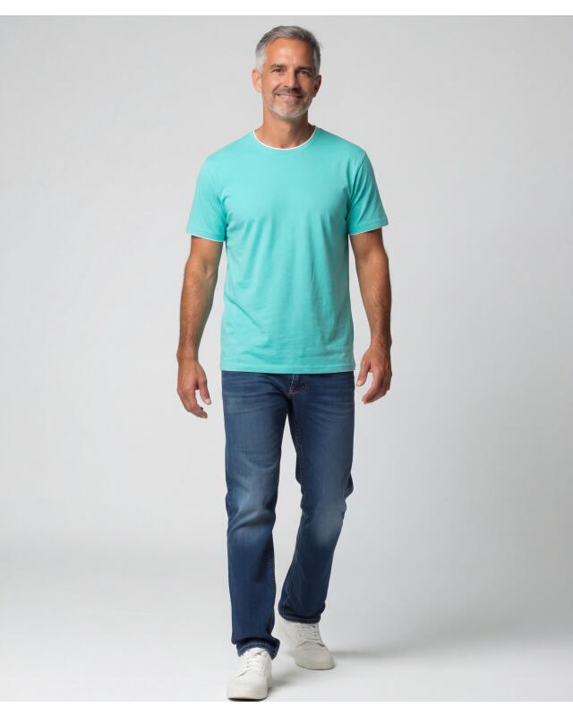 Double-layer-look T-shirt for men, turquoise (KiK T-Shirt in Doppellagenoptik (türkis)) — KiK, authentic German product in Morocco