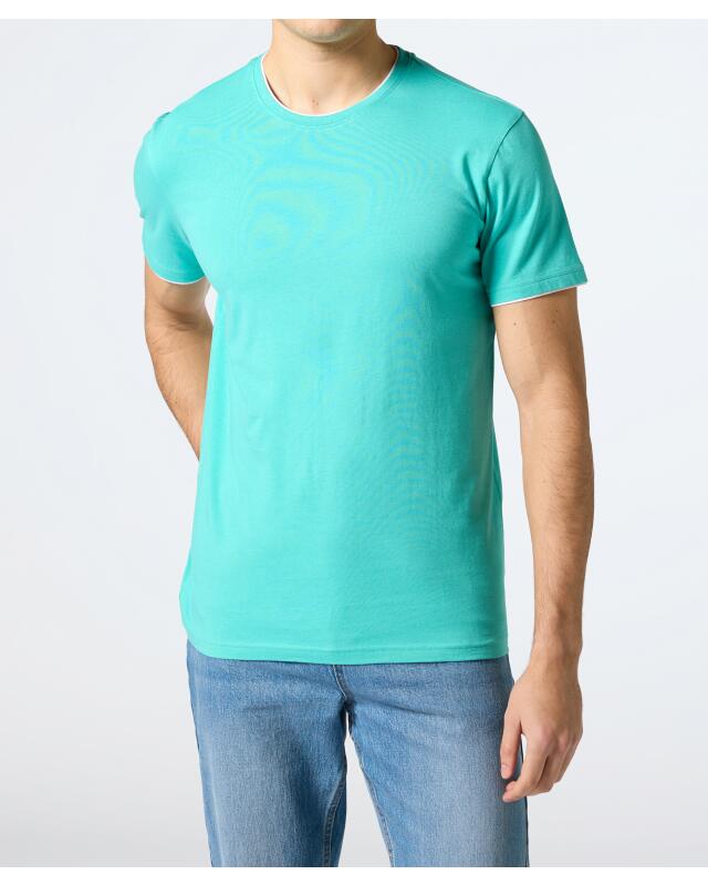 Double-layer-look T-shirt for men, turquoise (KiK T-Shirt in Doppellagenoptik (türkis)) — KiK, authentic German product in Morocco