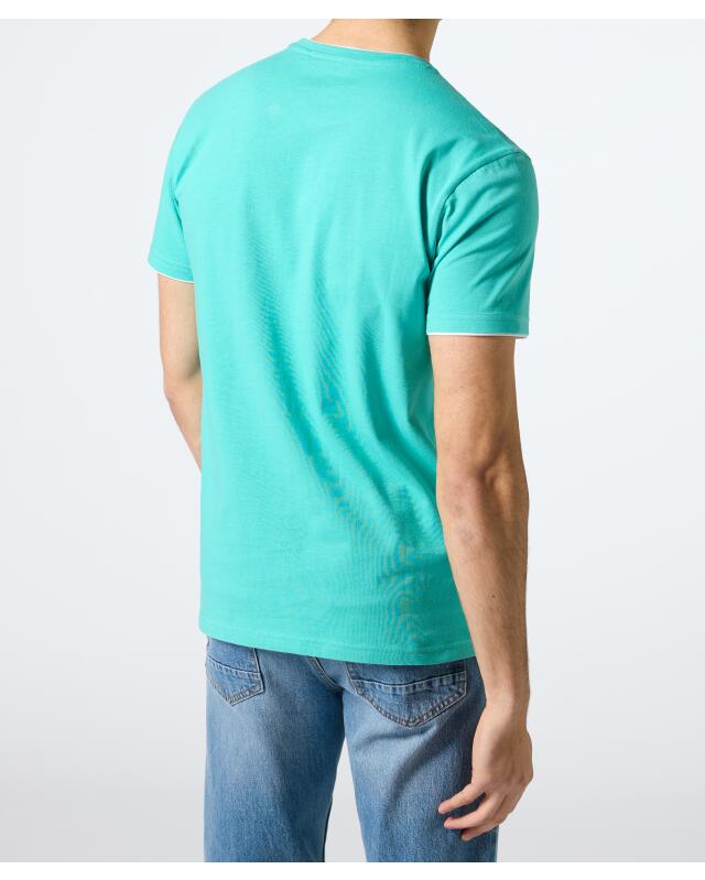 Double-layer-look T-shirt for men, turquoise (KiK T-Shirt in Doppellagenoptik (türkis)) — KiK, authentic German product in Morocco