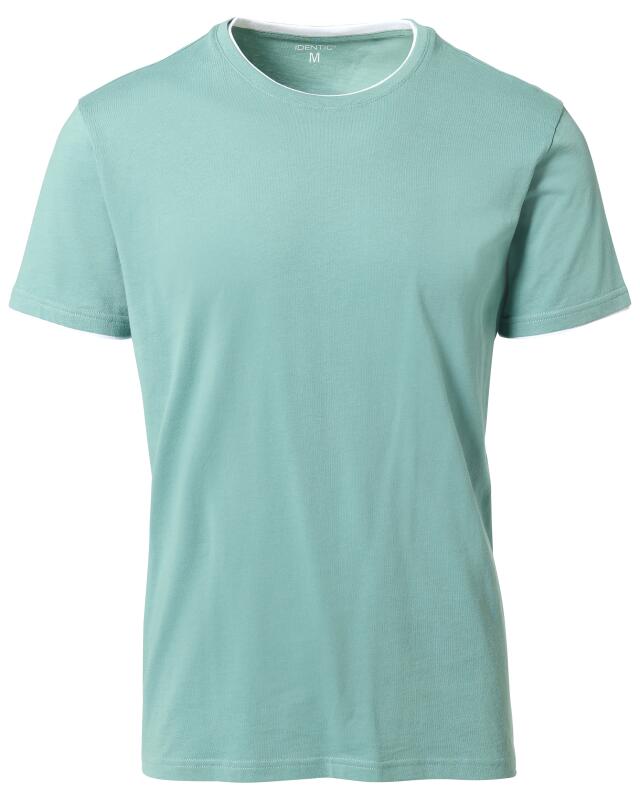 T-shirt effet double couche homme, bleu pétrole (KiK T-Shirt in Doppellagenoptik (petrol)) — KiK, produit allemand authentique au Maroc