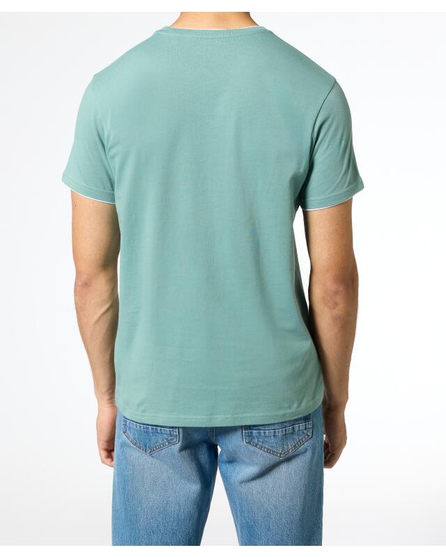 T-shirt effet double couche homme, bleu pétrole (KiK T-Shirt in Doppellagenoptik (petrol)) — KiK, produit allemand authentique au Maroc