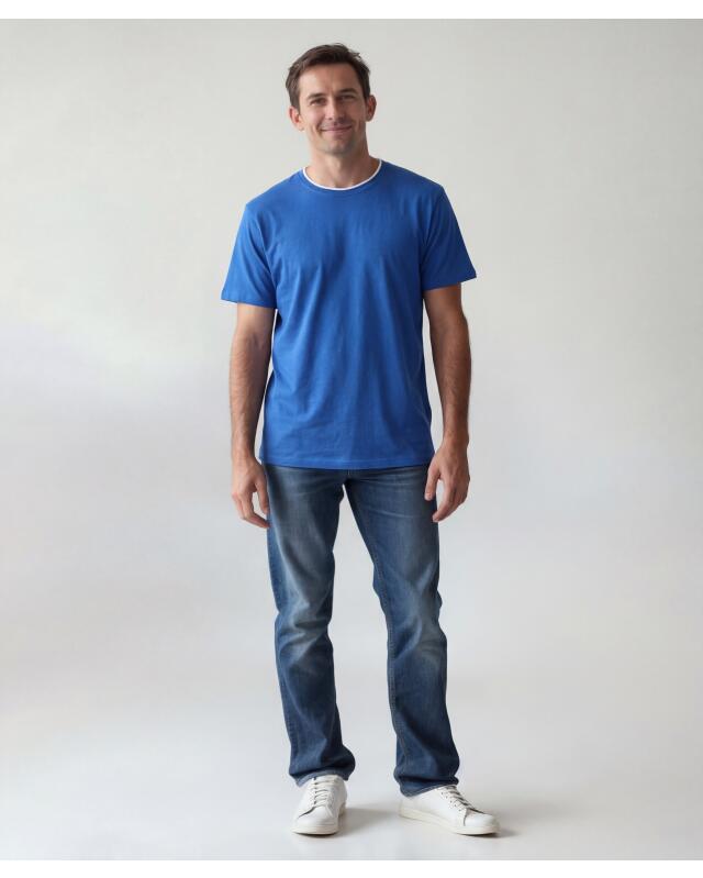 T-shirt effet double couche homme, bleu roi (KiK T-Shirt in Doppellagenoptik (royalblau)) — KiK, produit allemand authentique au Maroc