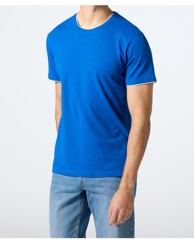 T-shirt effet double couche homme, bleu roi (KiK T-Shirt in Doppellagenoptik (royalblau)) — KiK, produit allemand authentique au Maroc