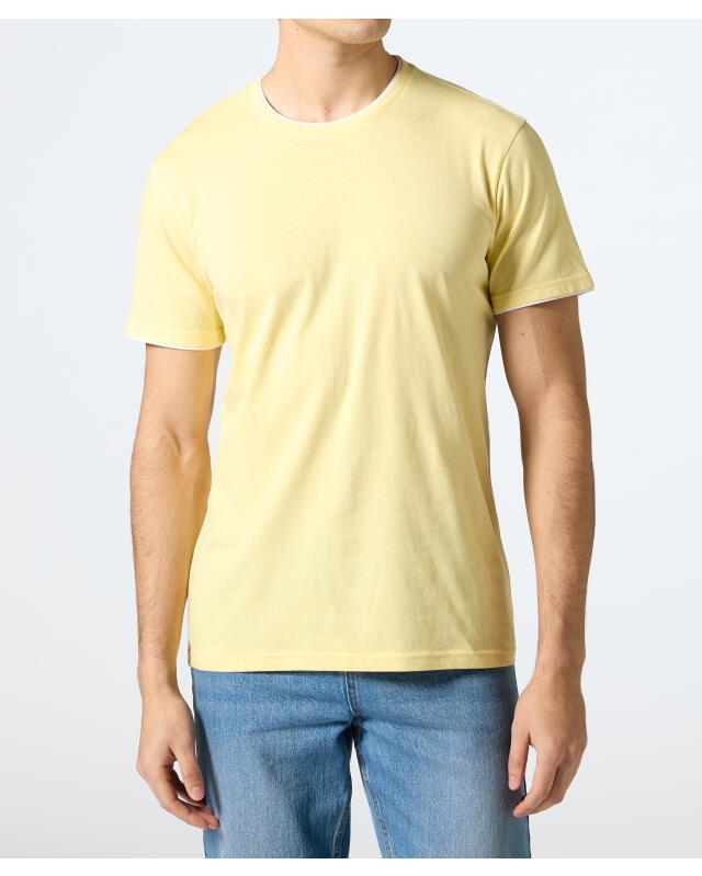 Double-layer-look T-shirt for men, yellow (KiK T-Shirt in Doppellagenoptik (gelb)) — KiK, authentic German product in Morocco