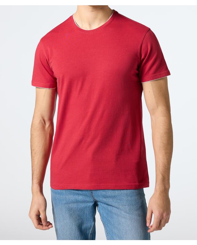Double-layer-look T-shirt for men, burgundy (KiK T-Shirt in Doppellagenoptik (bordeaux)) — KiK, authentic German product in Morocco