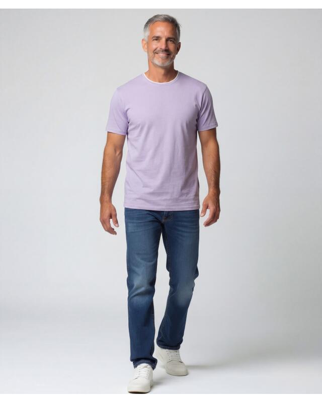 T-shirt effet double couche homme, violet foncé (KiK T-Shirt in Doppellagenoptik (dunkellila)) — KiK, produit allemand authentique au Maroc