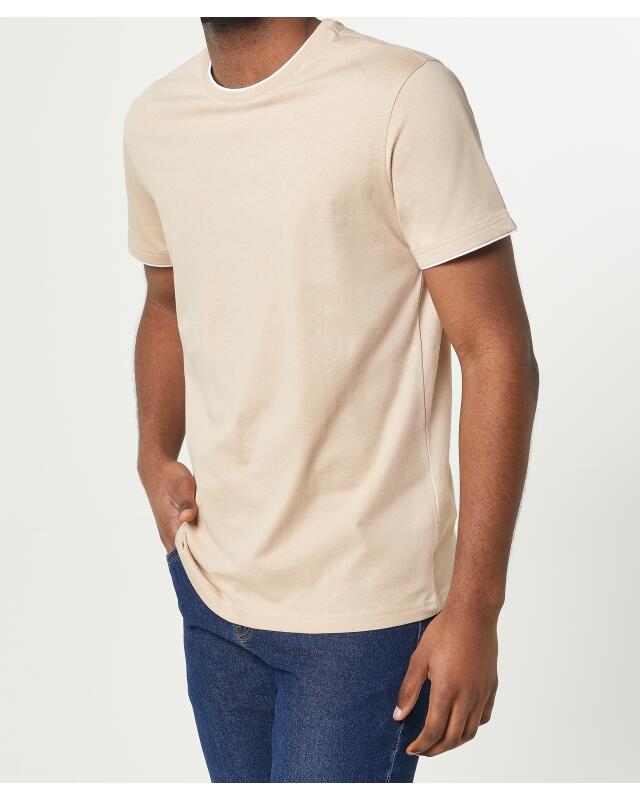 Double-layer-look T-shirt for men, natural (KiK T-Shirt in Doppellagenoptik (naturfarben)) — KiK, authentic German product in Morocco