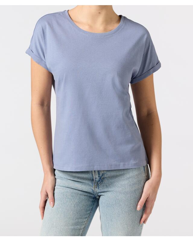 T-shirt à manches retroussées femme, bleu clair (KiK T-Shirt mit Ärmelumschlag (hellblau)) — KiK, produit allemand authentique au Maroc