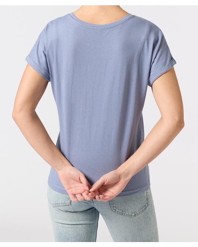 T-shirt à manches retroussées femme, bleu clair (KiK T-Shirt mit Ärmelumschlag (hellblau)) — KiK, produit allemand authentique au Maroc