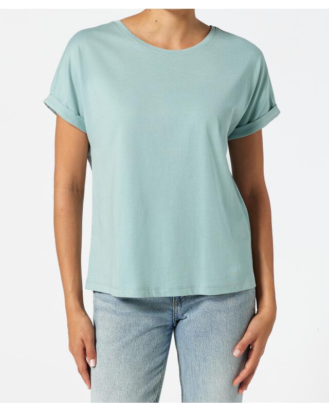T-shirt à manches retroussées femme, vert menthe (KiK T-Shirt mit Ärmelumschlag (mintgrün)) — KiK, produit allemand authentique au Maroc