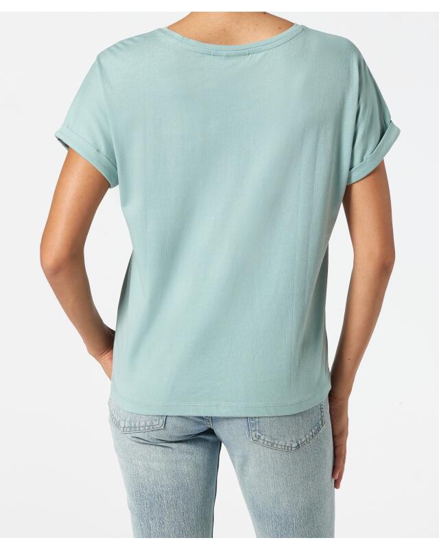 T-shirt à manches retroussées femme, vert menthe (KiK T-Shirt mit Ärmelumschlag (mintgrün)) — KiK, produit allemand authentique au Maroc
