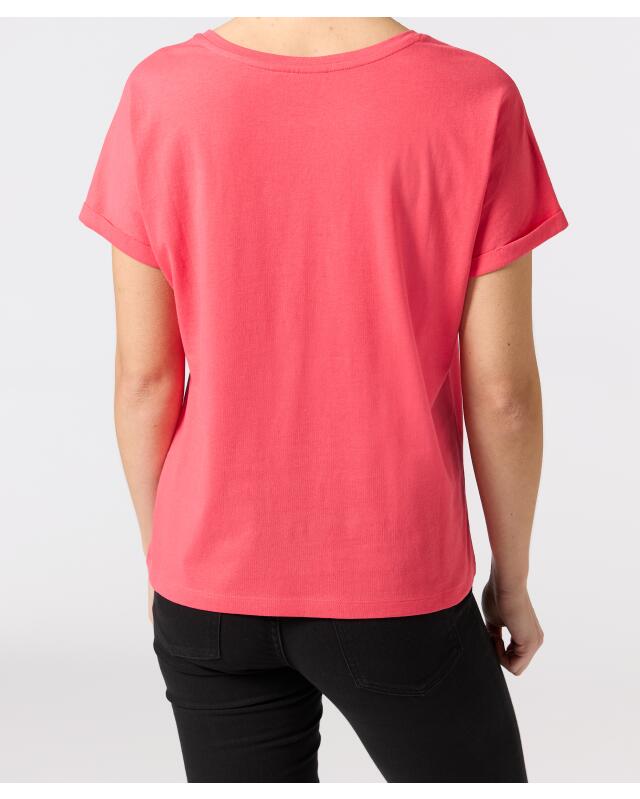 T-shirt with rolled sleeves for women, dark coral (KiK T-Shirt mit Ärmelumschlag (Dunkelkoralle)) — KiK, authentic German product in Morocco