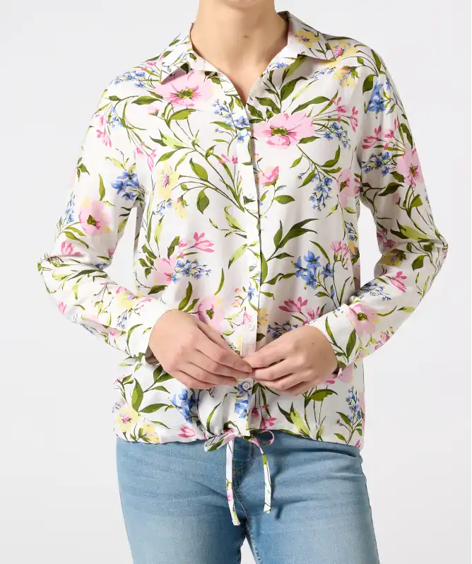 Bluse mit Tunnelzug am Saum