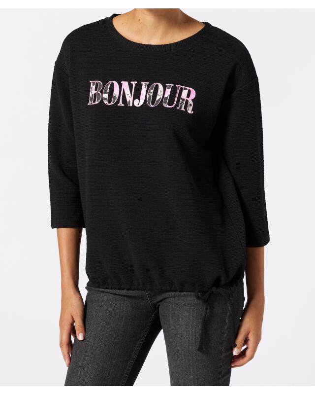 T-shirt texturé femme, noir (KiK Strukturiertes Shirt (schwarz)) — KiK, produit allemand authentique au Maroc