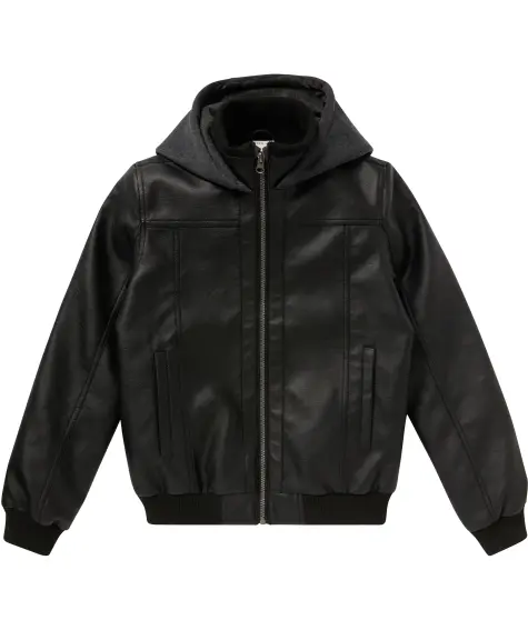 Kinder kunstleren jack met sweatcapuchon