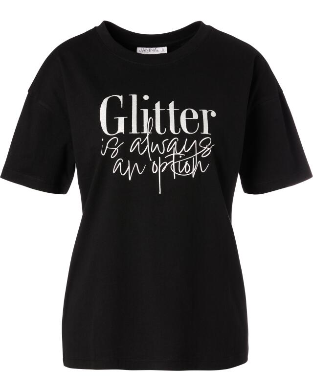 T-shirt à inscription femme, noir (KiK T-Shirt mit Schriftzug (schwarz)) — KiK, produit allemand authentique au Maroc