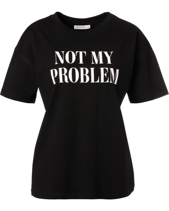 T-shirt à inscription femme, noir imprimé (KiK T-Shirt mit Schriftzug (schwarz bedruckt)) — KiK, produit allemand authentique au Maroc