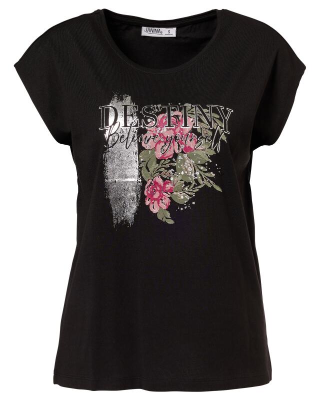 T-shirt à imprimé scintillant femme, noir (KiK T-Shirt mit Schimmer-Print (schwarz)) — KiK, produit allemand authentique au Maroc