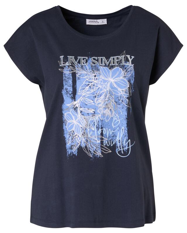 T-shirt with shimmer print for women, navy (KiK T-Shirt mit Schimmer-Print (dunkelblau)) — KiK, authentic German product in Morocco
