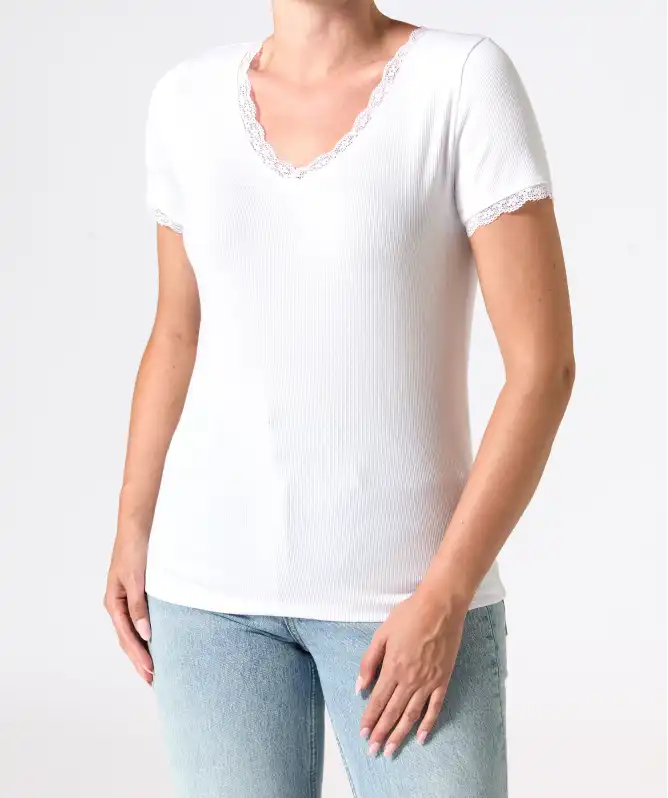 T-Shirt mit Spitzendetails