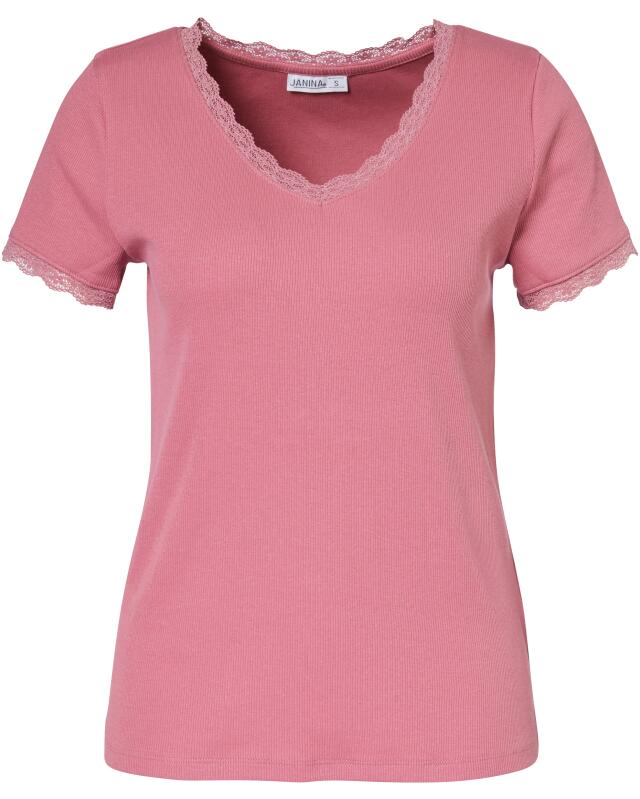 T-shirt à détails en dentelle femme, rose foncé (KiK T-Shirt mit Spitzendetails (dunkelrosa)) — KiK, produit allemand authentique au Maroc