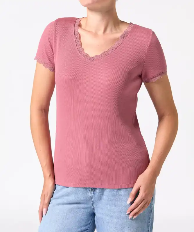 T-Shirt mit Spitzendetails