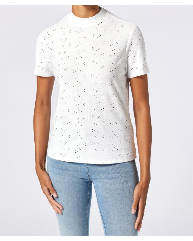 تيشيرت بنقشة مثقبة للنساء، أبيض (KiK T-Shirt mit Lochmuster (weiß)) — KiK, منتج ألماني أصلي في المغرب