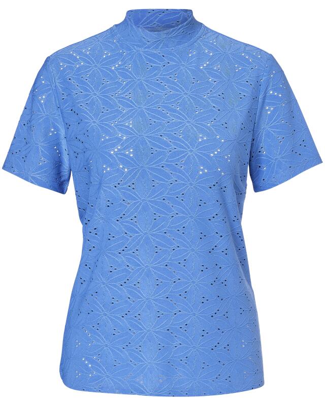 T-shirt with perforated pattern for women, blue (KiK T-Shirt mit Lochmuster (blau)) — KiK, authentic German product in Morocco